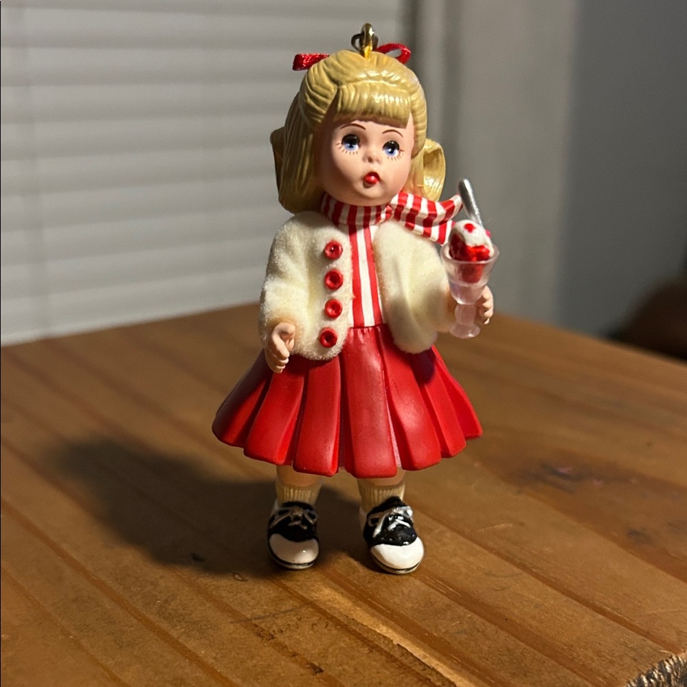 Holiday Girl Ornament with Red Dress